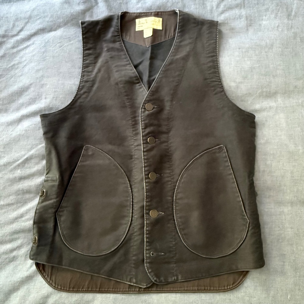 RRL Ralph Lauren Classic Old Style Vest Indigo Black Canvas Workwear Waistcoat